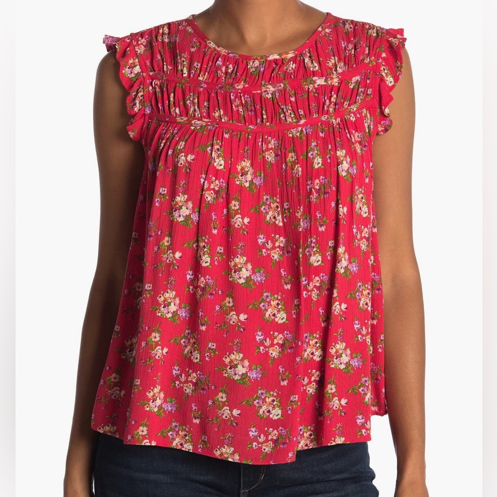 Floral Red Sleeveless Top
